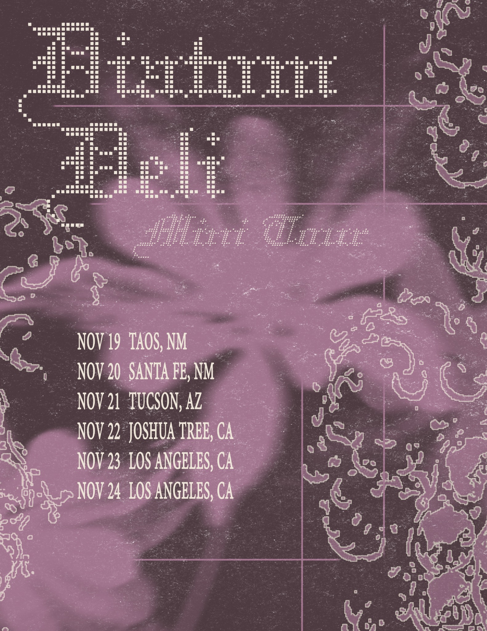 Diatom Deli Mini Tour flyer: Nov 19 Taos, Nov 20 Santa Fe, Nov 21 Tucson, Nov 22 Joshua Tree, Nov 23 and 24 Los Angeles